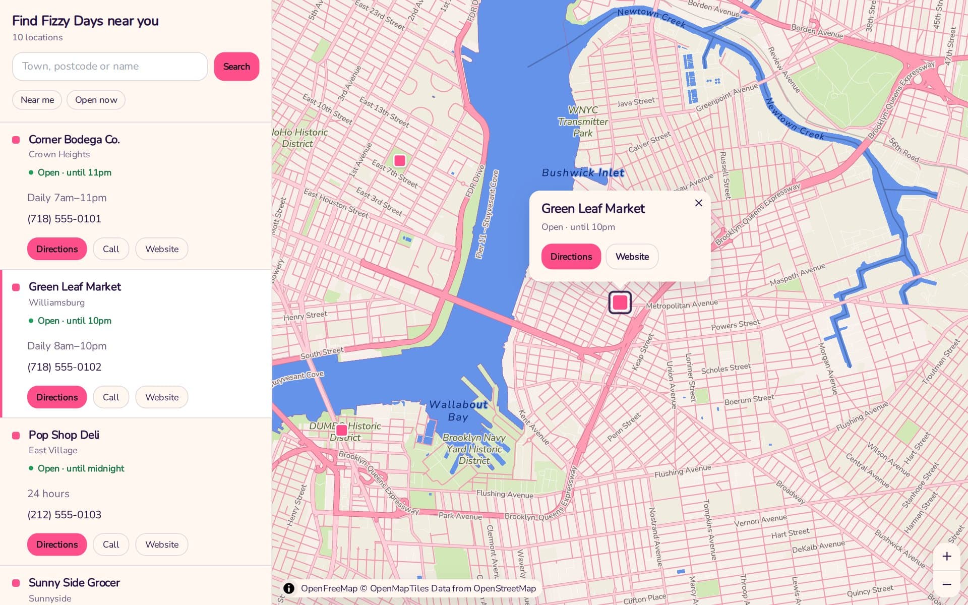 Fizzy Days: a Locations map designed by Mappio