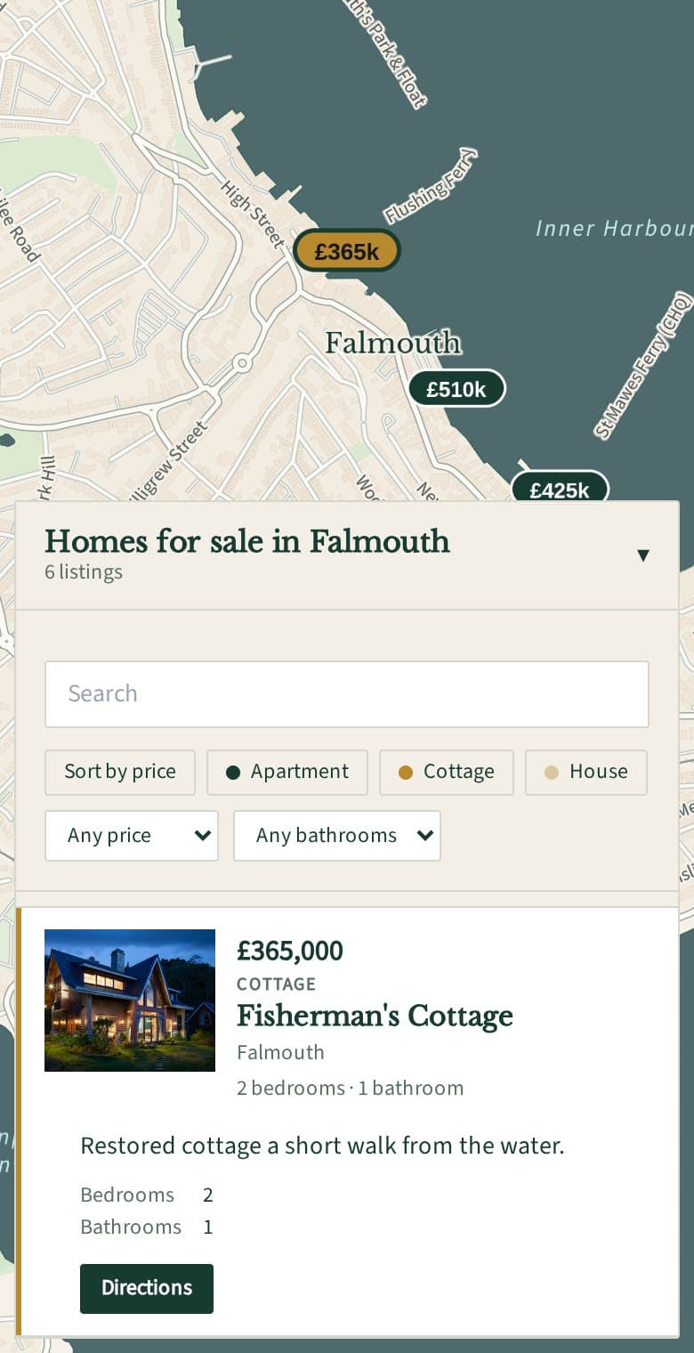 Kestrel Homes: a Listings map designed by Mappio