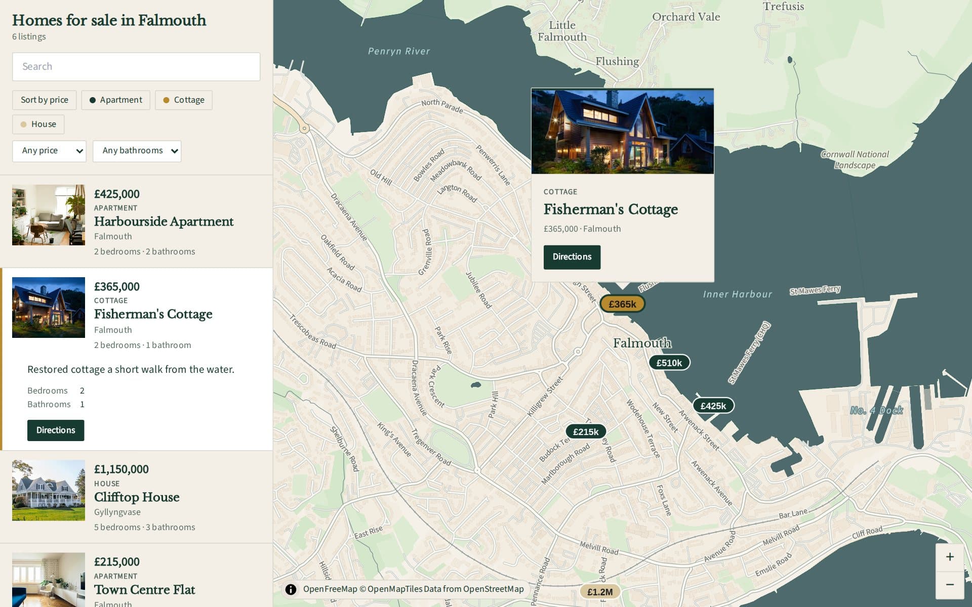 Kestrel Homes: a Listings map designed by Mappio
