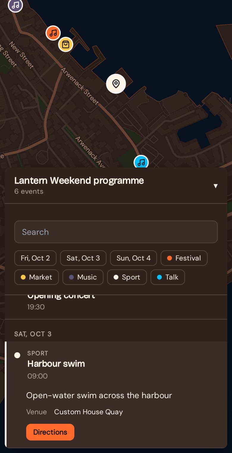 Lantern Weekend: a Events map designed by Mappio
