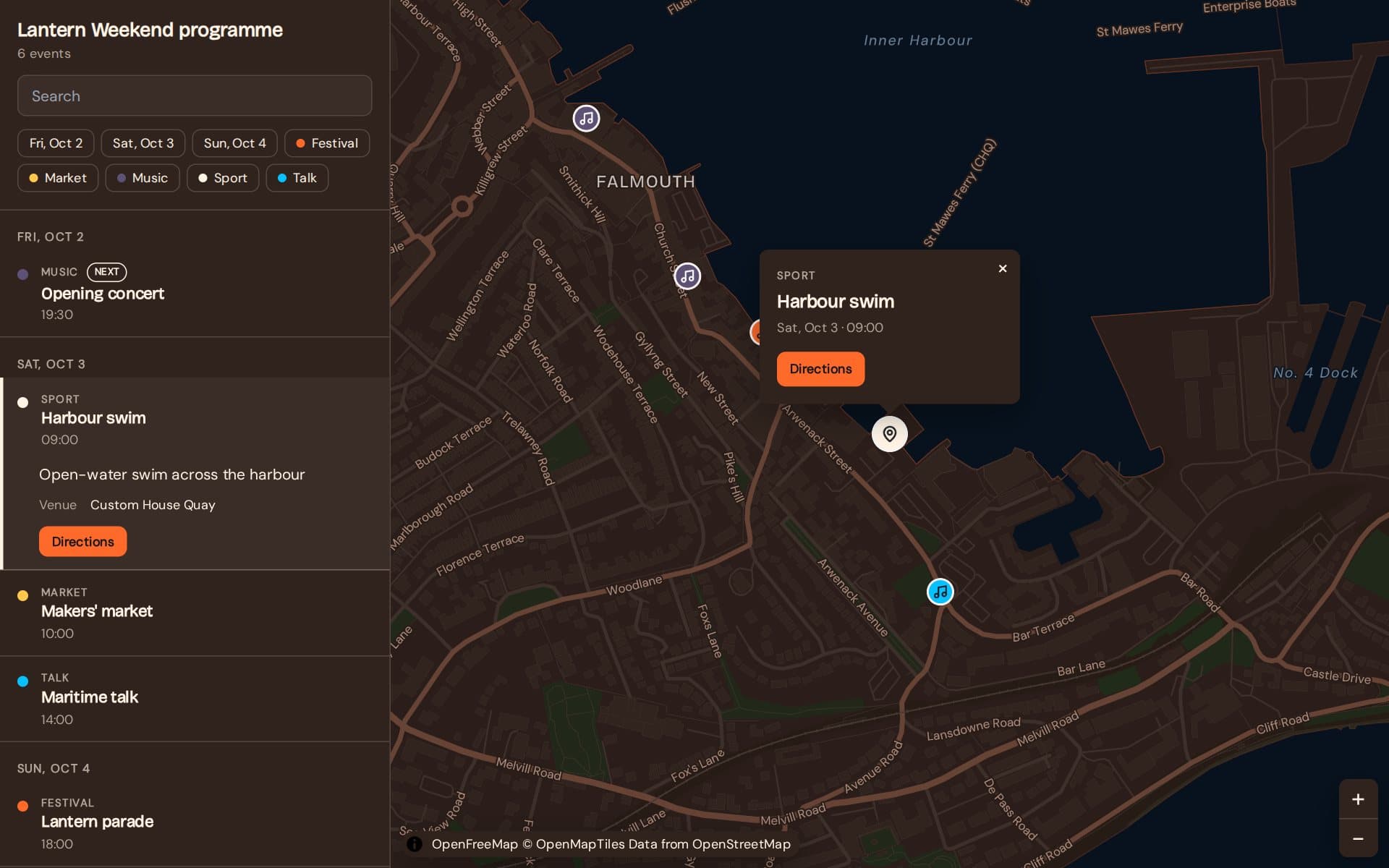 Lantern Weekend: a Events map designed by Mappio